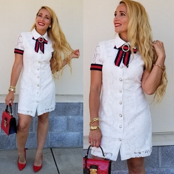 white Lace Mini Dress - Picture 1 of 5